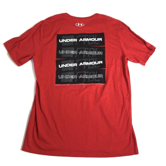 Under Armor FTBL Red Graphic Print T-Shirt Mens Size XL C102 - Picture 2 of 7